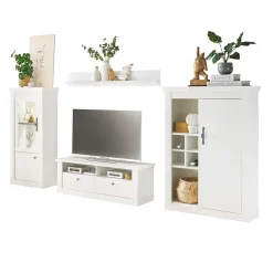 TV Wohnwand in weißer Holzoptik Pinie - Liancos (vierteilig)^Wohnen Clearance