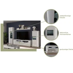 Wohnen TV Wohnwand Möbel mit LED Set - Gomata (vierteilig)