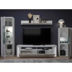 Wohnen TV Wohnwand Möbel mit LED Set - Gomata (vierteilig)
