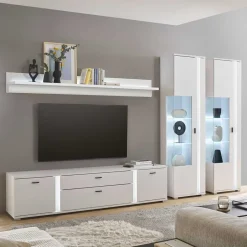 Wohnen TV Wohnwandmöbel in Weiß Set - Tirol (vierteilig)