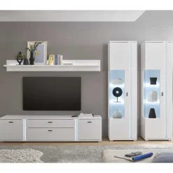 Wohnen TV Wohnwandmöbel in Weiß Set - Tirol (vierteilig)