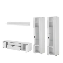 Wohnen TV Wohnwandmöbel in Weiß Set - Tirol (vierteilig)