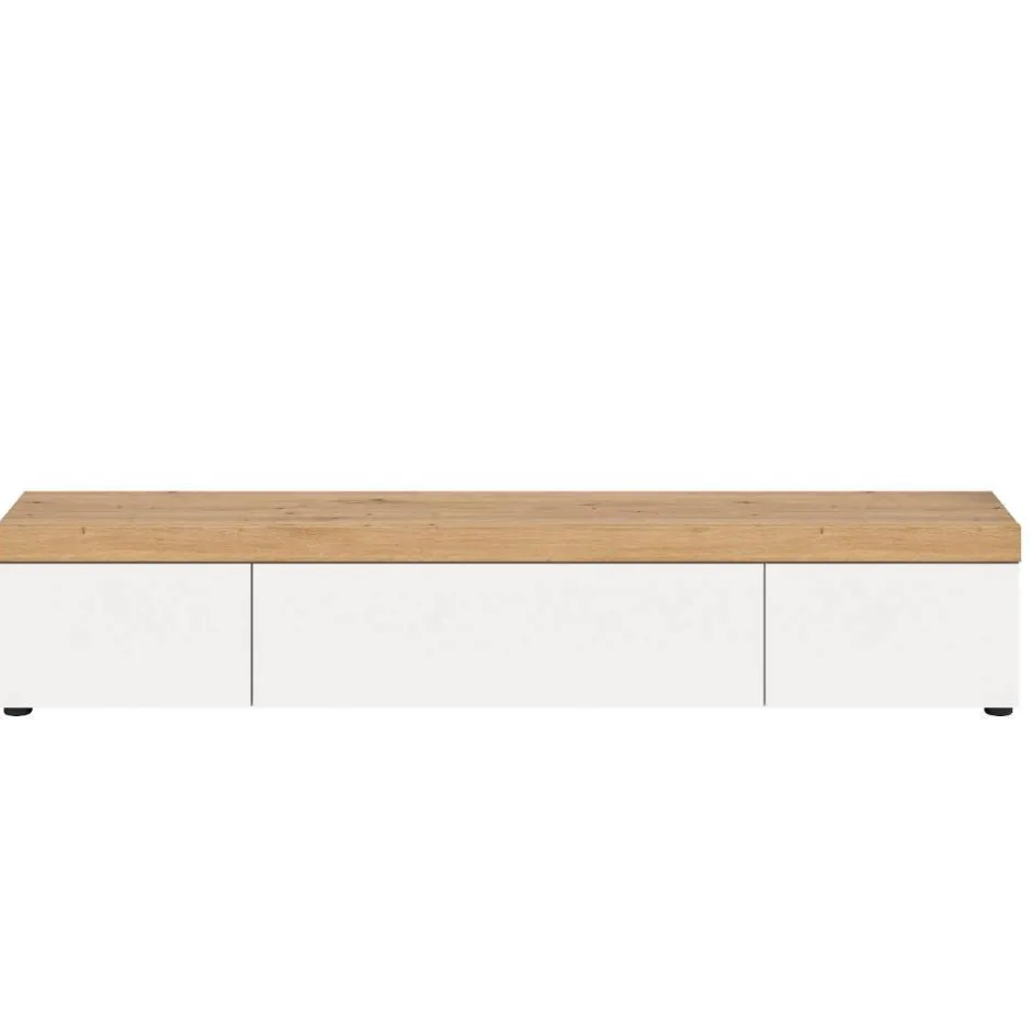 TV-Lowboard in Weiß mit Wildeiche Natur Optik - Emdan^Wohnen Clearance