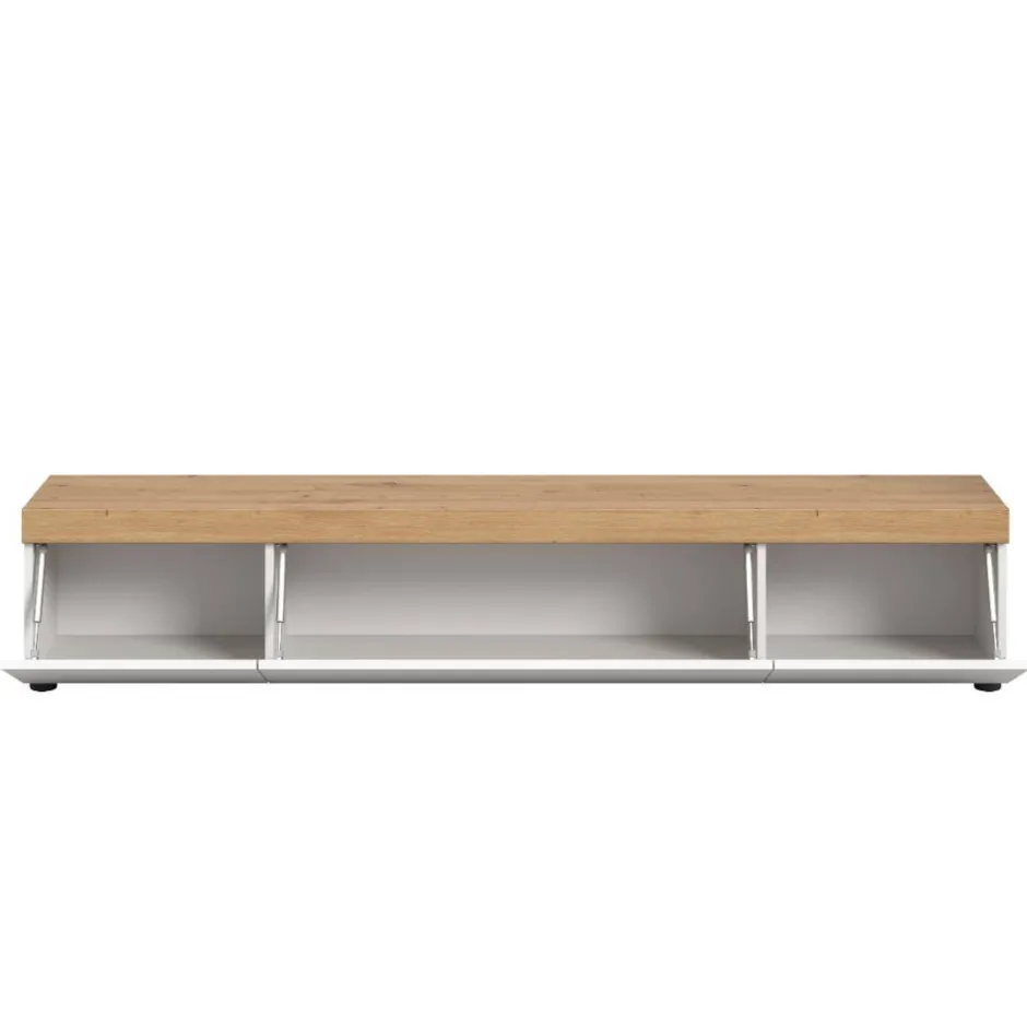 TV-Lowboard in Weiß mit Wildeiche Natur Optik - Emdan^Wohnen Clearance