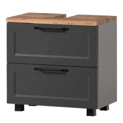 Wohnen Unterbeckenschrank in Dunkelgrau mit Wildeiche - Novelya