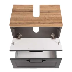 Wohnen Unterbeckenschrank in Dunkelgrau mit Wildeiche - Novelya