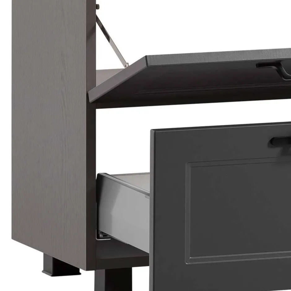 Wohnen Unterbeckenschrank in Dunkelgrau mit Wildeiche - Novelya