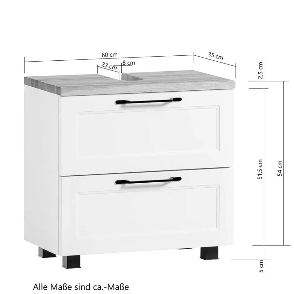 Wohnen Unterbeckenschrank in Dunkelgrau mit Wildeiche - Novelya