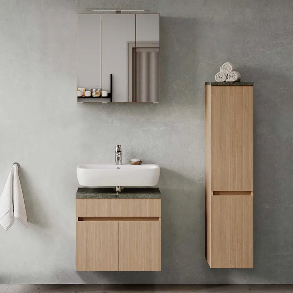 Wohnen Unterbeckenschrank in Eiche Hell Dekor - Leitha