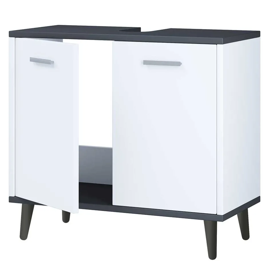 Wohnen Unterbeckenschrank in Weiß und Anthrazit - Rondja