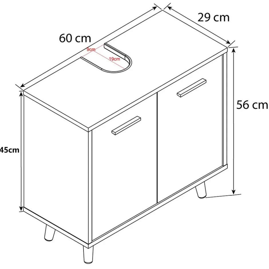 Wohnen Unterbeckenschrank in Weiß und Anthrazit - Rondja