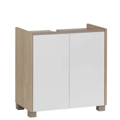 Wohnen Unterbeckenschrank in Weiß und Eiche Hell - Ronya