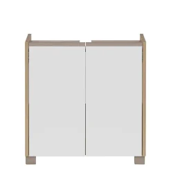 Wohnen Unterbeckenschrank in Weiß und Eiche Hell - Ronya