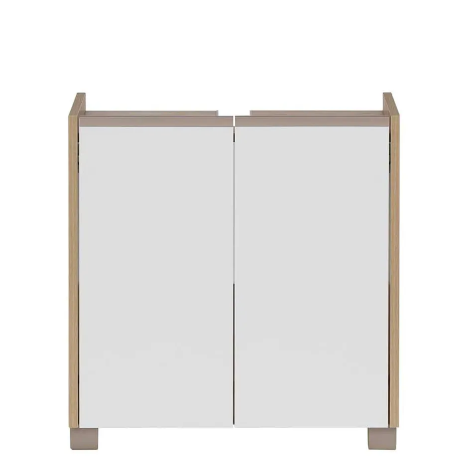 Wohnen Unterbeckenschrank in Weiß und Eiche Hell - Ronya