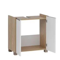 Wohnen Unterbeckenschrank in Weiß und Eiche Hell - Ronya