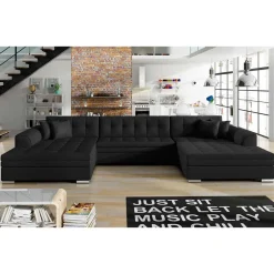 Wohnen U-Sofa in Schwarz Kunstlederbezug - Bekasi