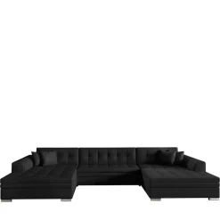 Wohnen U-Sofa in Schwarz Kunstlederbezug - Bekasi