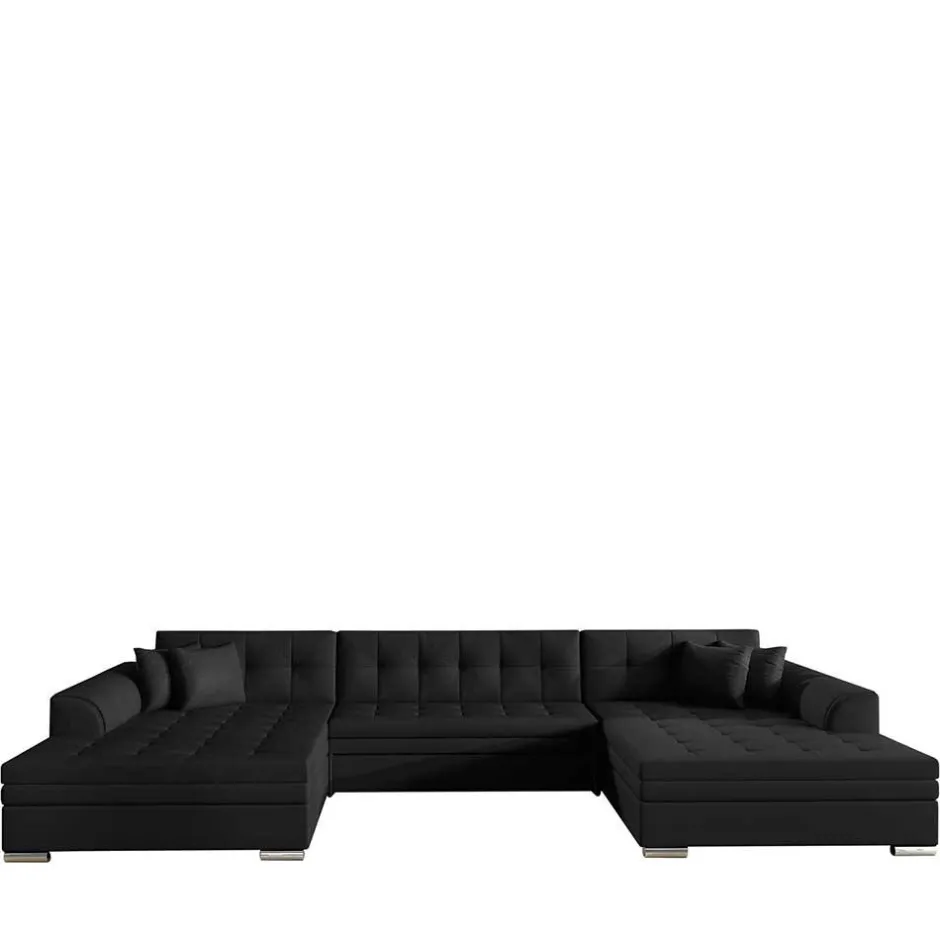 Wohnen U-Sofa in Schwarz Kunstlederbezug - Bekasi