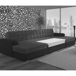 Wohnen U-Sofa in Schwarz Kunstlederbezug - Bekasi