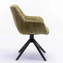 Wohnen Velours Armlehnenstuhl in Oliv Grün - Sagavi (2er Set)