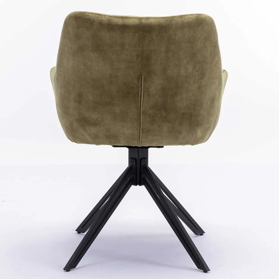 Wohnen Velours Armlehnenstuhl in Oliv Grün - Sagavi (2er Set)