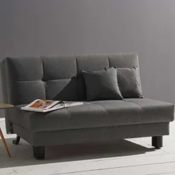 Wohnen Velours Bettcouch in Grau - Daylight