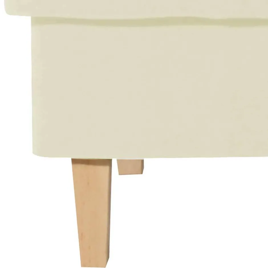 Velours Couchhocker in Cremefarben - Kanmura^Wohnen New