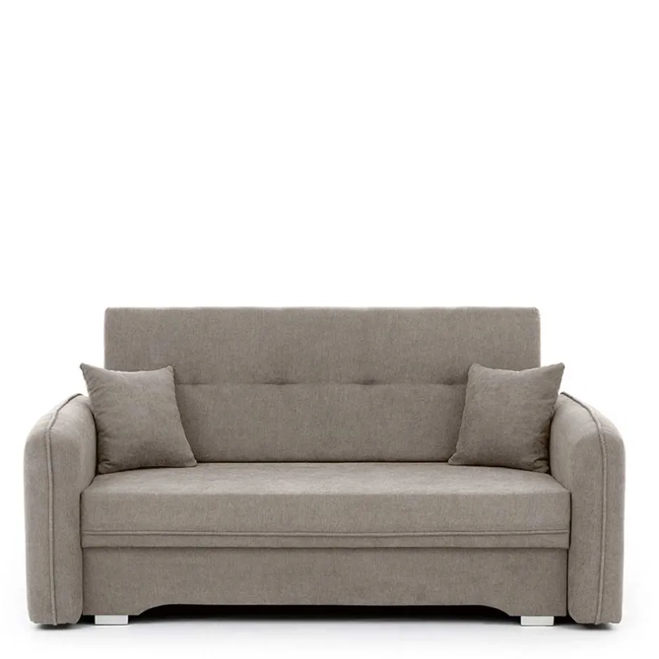 Wohnen Velours Federkerncouch in Beigegrau - Fortinos