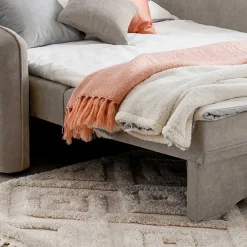 Wohnen Velours Federkerncouch in Beigegrau - Fortinos