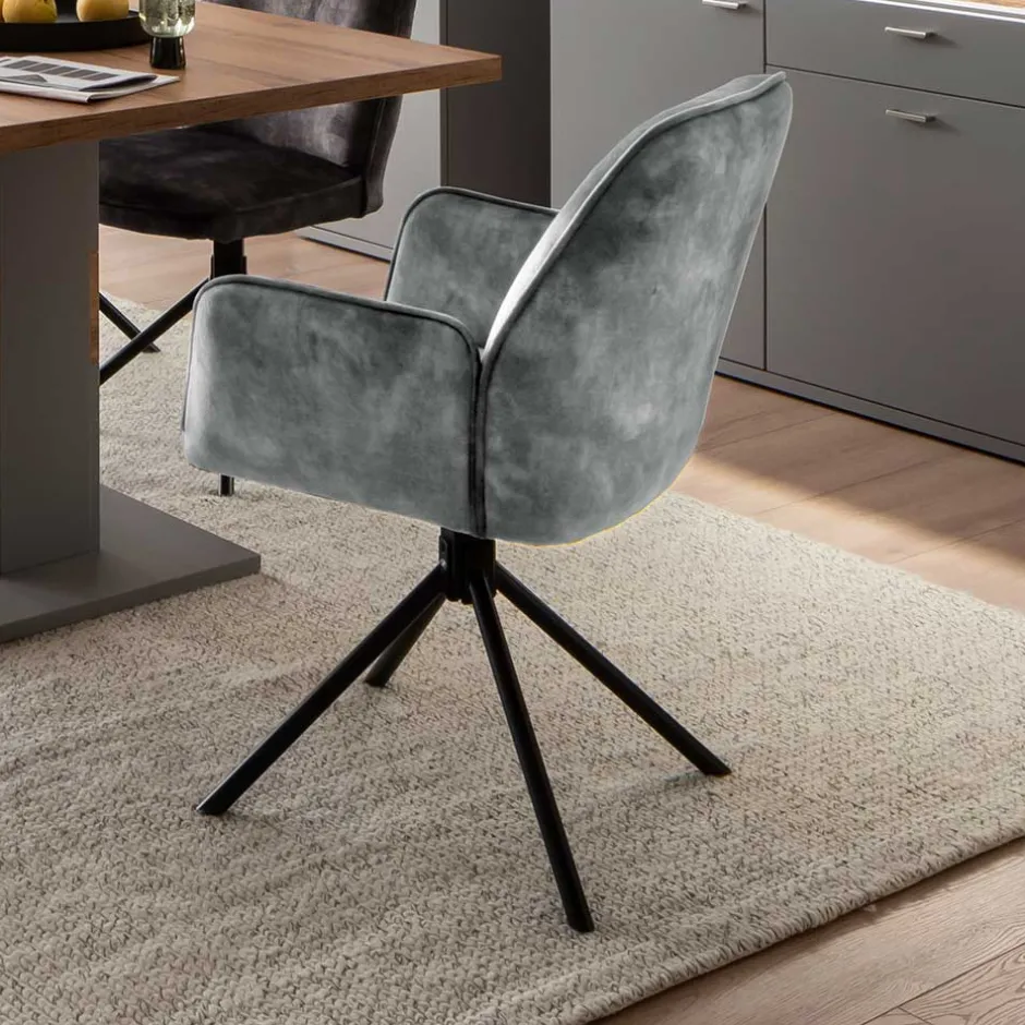 Velours Küchenstuhl mit Armlehnen - Jeremy (2er Set)^Wohnen Clearance