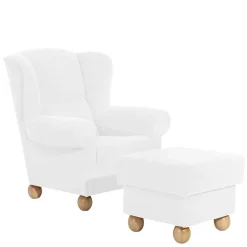 Velours Ohrensessel in Cremeweiß - Clamps^Wohnen New