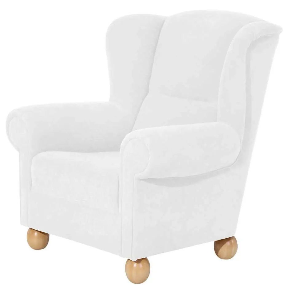 Velours Ohrensessel in Cremeweiß - Clamps^Wohnen New