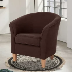 Velours Polstersessel halbrund in Braun - Cazar^Wohnen Hot