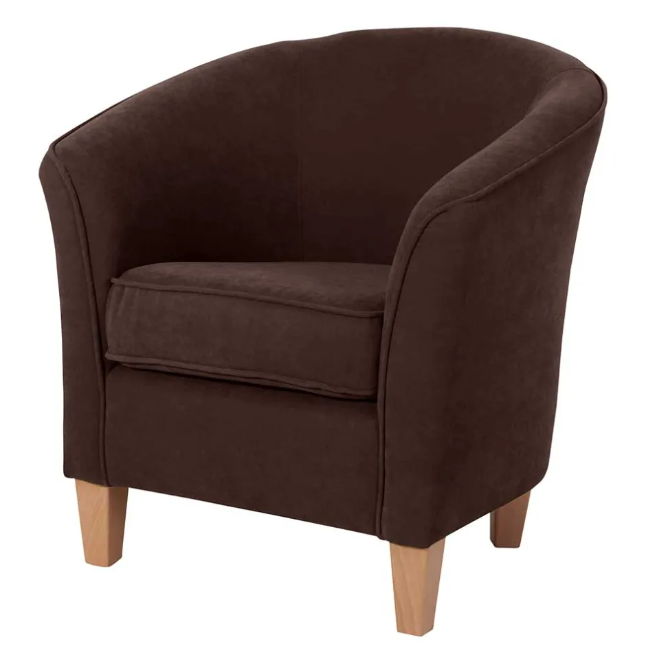 Velours Polstersessel halbrund in Braun - Cazar^Wohnen Hot