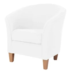 Wohnen Velours Polsterssel in Creme und Buche - Potova