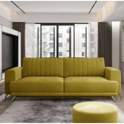 Wohnen Velours Schlafcouch mit 145x215 cm Liegefläche - Lotta