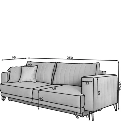 Wohnen Velours Schlafcouch mit 145x215 cm Liegefläche - Lotta