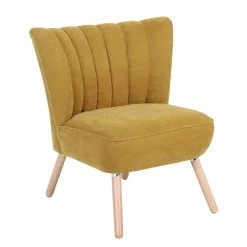 Wohnen Velours Sessel in Maisgelb und Buche - Barack