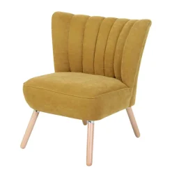 Wohnen Velours Sessel in Maisgelb und Buche - Barack