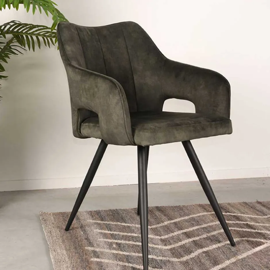 Wohnen Velours Tischsessel in Dunkelgrün - Clarendon