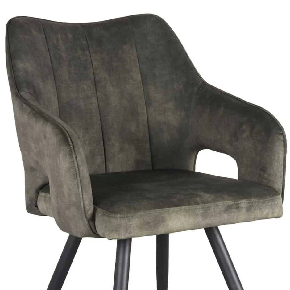 Wohnen Velours Tischsessel in Dunkelgrün - Clarendon