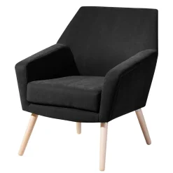 Velourssessel in Schwarz mit Buche Natur - Nocena^Wohnen Sale