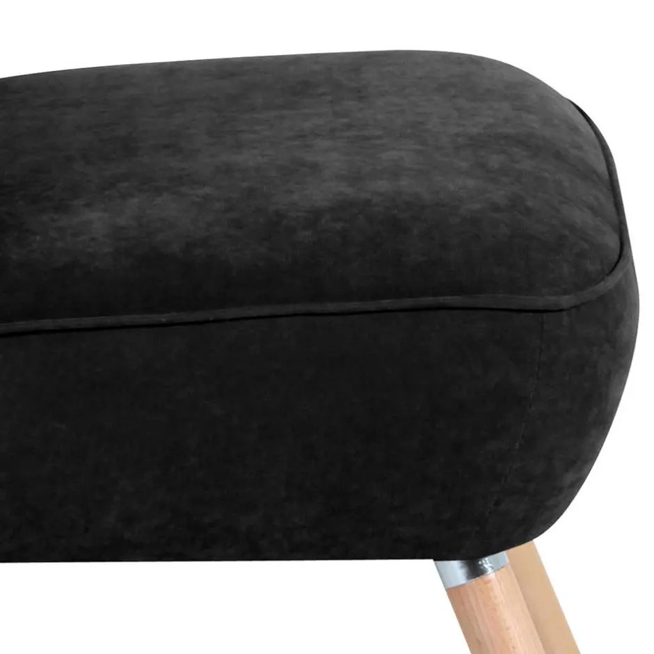 Wohnen Velours-Sessel in Schwarz und Buche Natur - Avenzas