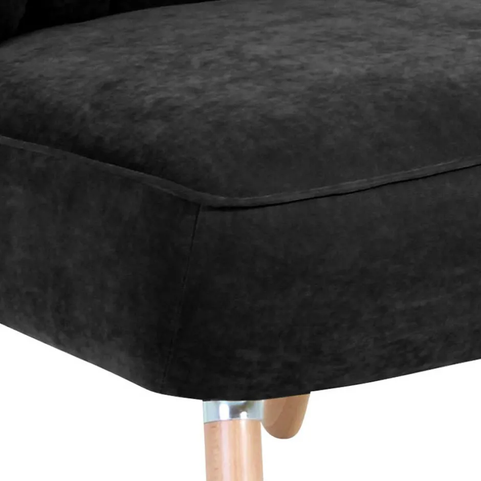 Wohnen Velours-Sessel in Schwarz und Buche Natur - Avenzas