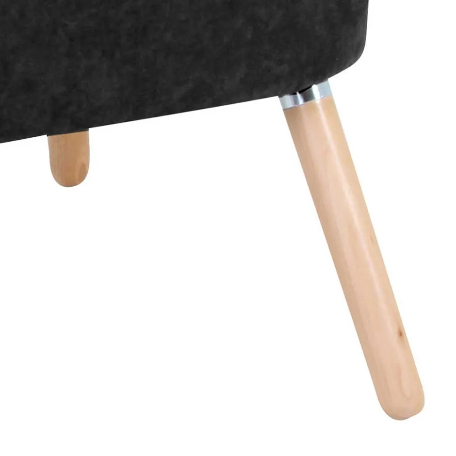 Wohnen Velours-Sessel in Schwarz und Buche Natur - Avenzas