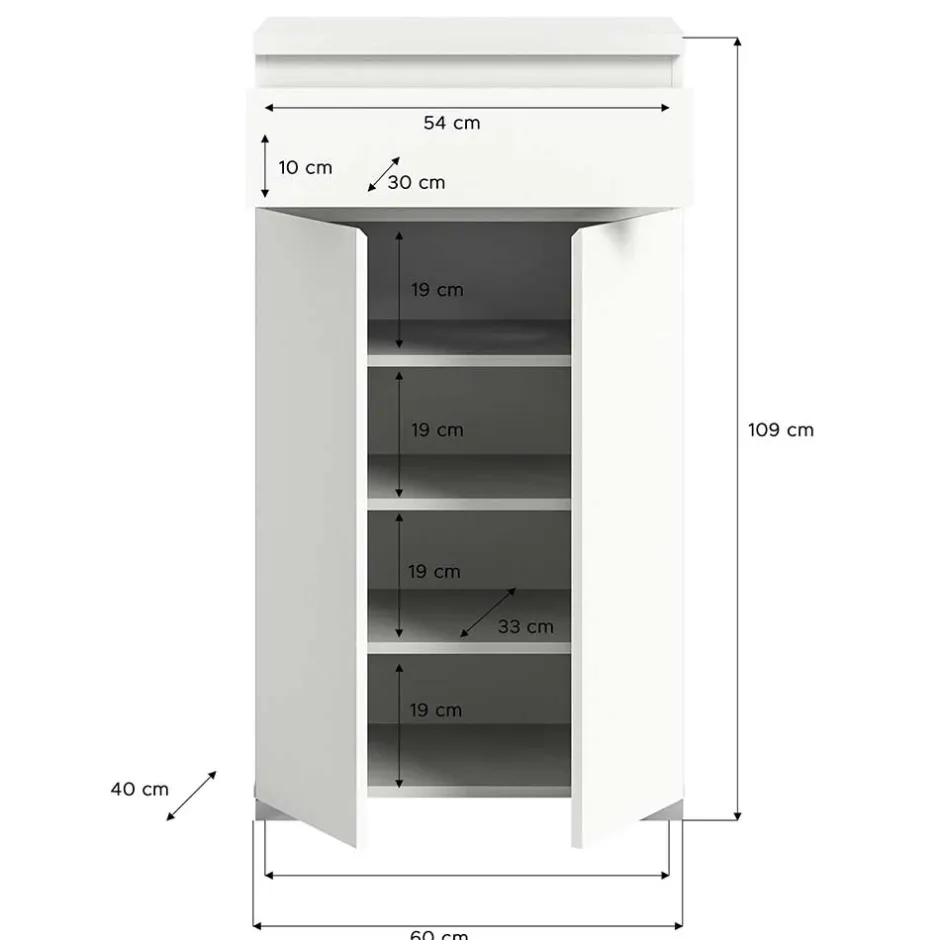 Vertiko für Schuhe in Weiß mit Dunkelgrau - Suad^Wohnen