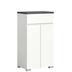 Vertiko für Schuhe in Weiß mit Dunkelgrau - Suad^Wohnen