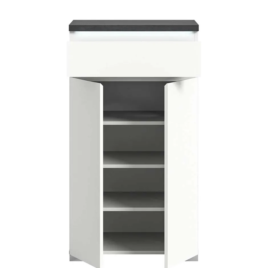 Vertiko für Schuhe in Weiß mit Dunkelgrau - Suad^Wohnen