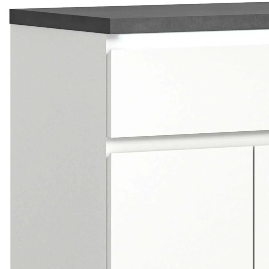 Vertiko für Schuhe in Weiß mit Dunkelgrau - Suad^Wohnen