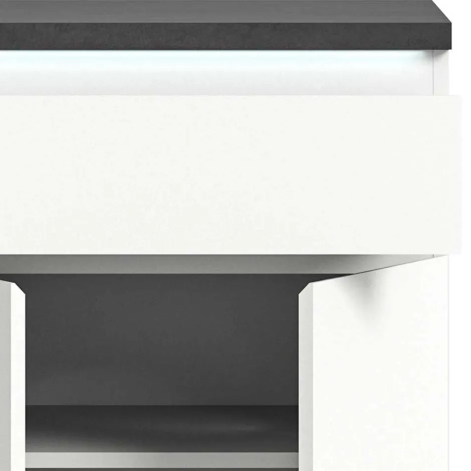 Vertiko für Schuhe in Weiß mit Dunkelgrau - Suad^Wohnen